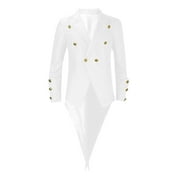 Wyongtao Savings Mens Tuxedo Jacket Patchwork Turn-down Collar Tails Slim Fit Tailcoat Dress Coat Swallowtail Dinner Party Wedding Blazer Suit Jacket,White XL
